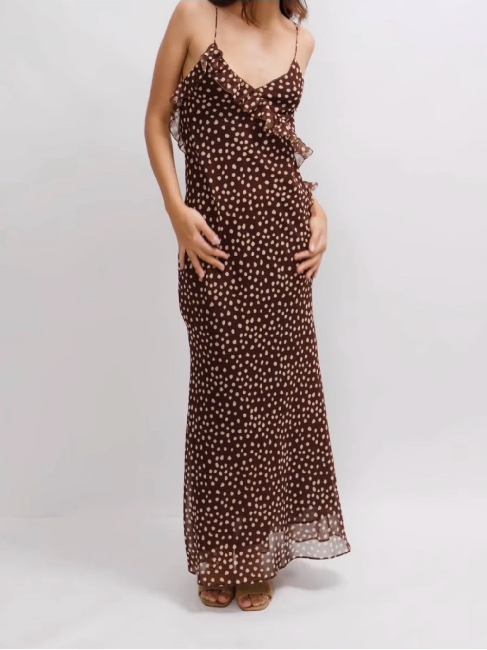 Brown Polka Dot Zara maxi dress